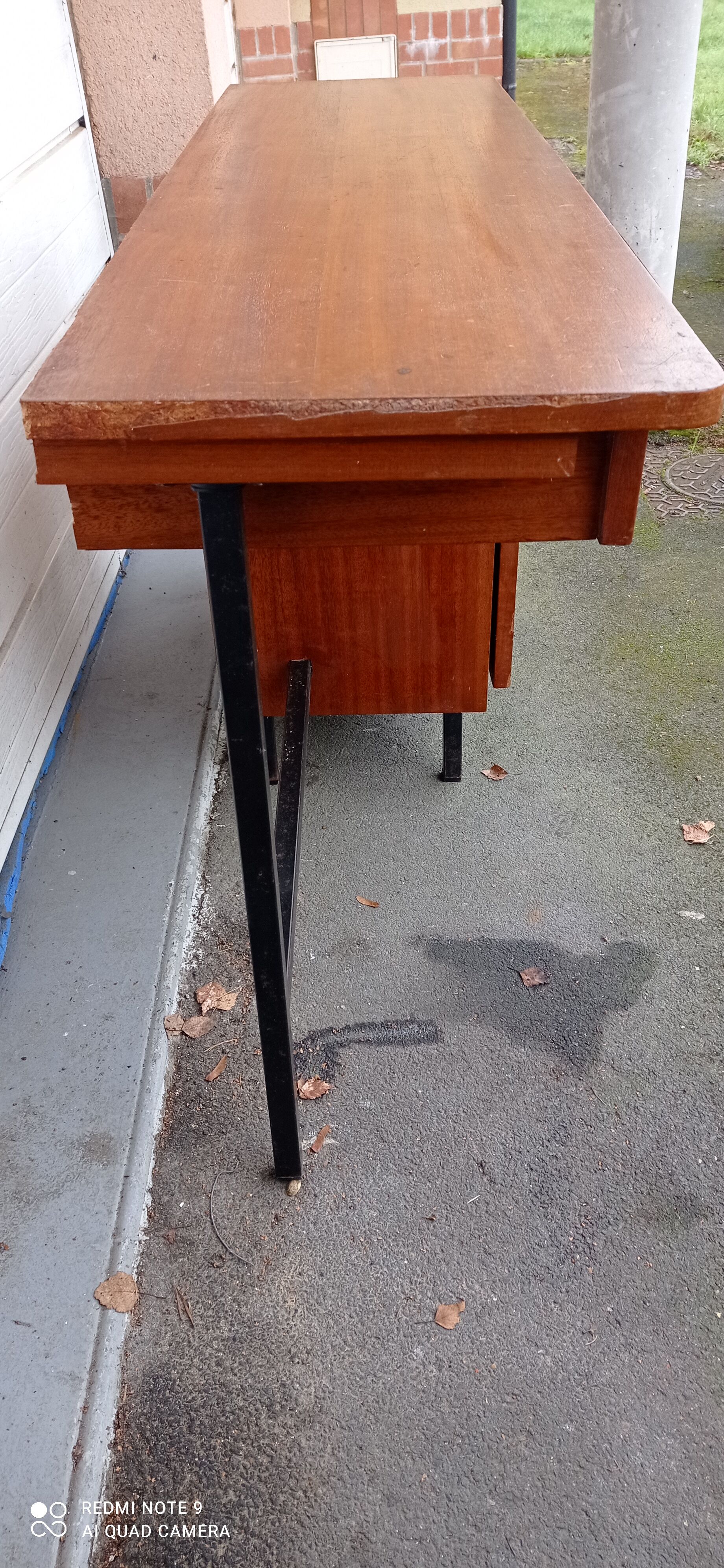 Old desk wood Scandinavian metal structure