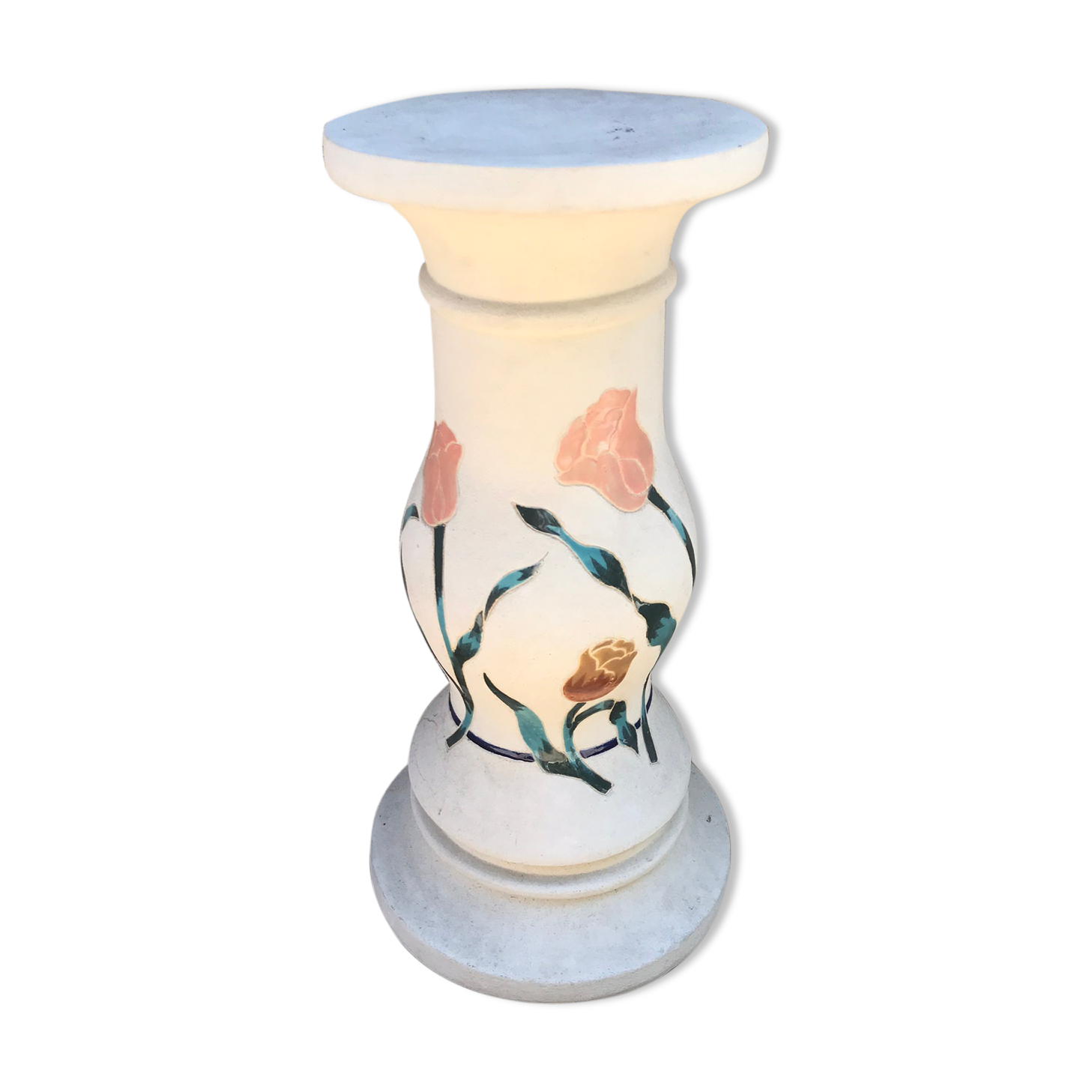 Former Ceramic Pot Door Decor Flowers Enamelled H52cm Vintage