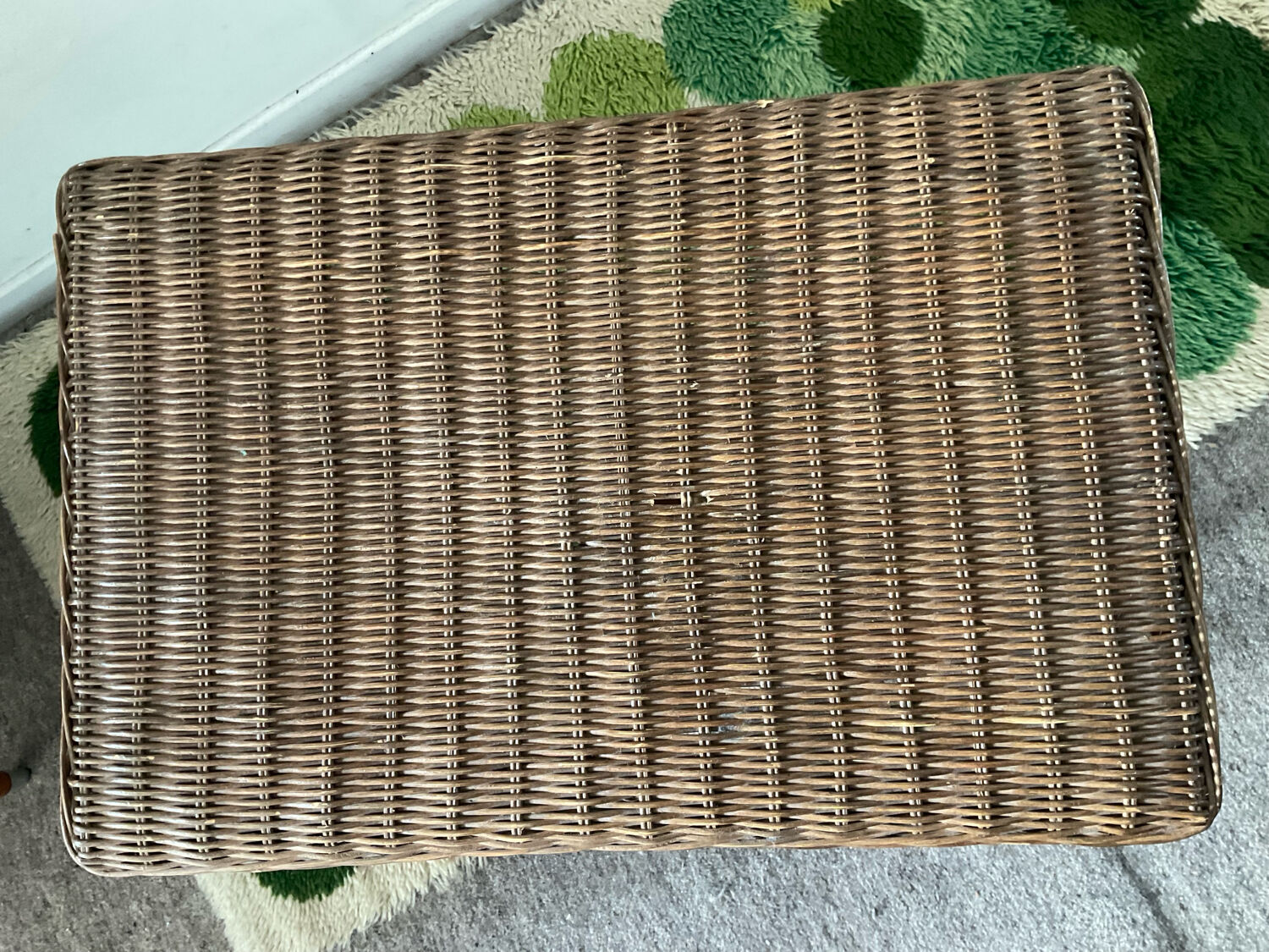 Vintage rattan and wicker bench from the 1970s