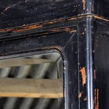 Large French ebonised mirror cabinet, circa 1850