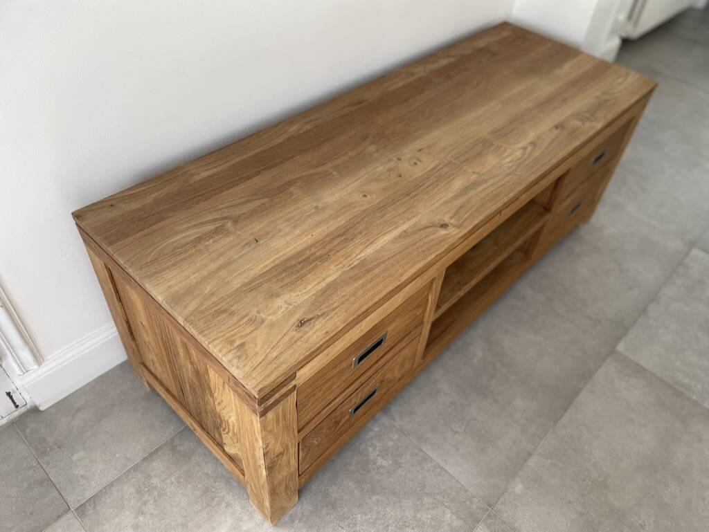 Meuible tv sheesham batamba solid wood 50 x 140 x 50 cm with 4 drawers - 2 niches