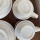 2 coffee cups and bistro saucers, Sarreguemines, vintage Red Band