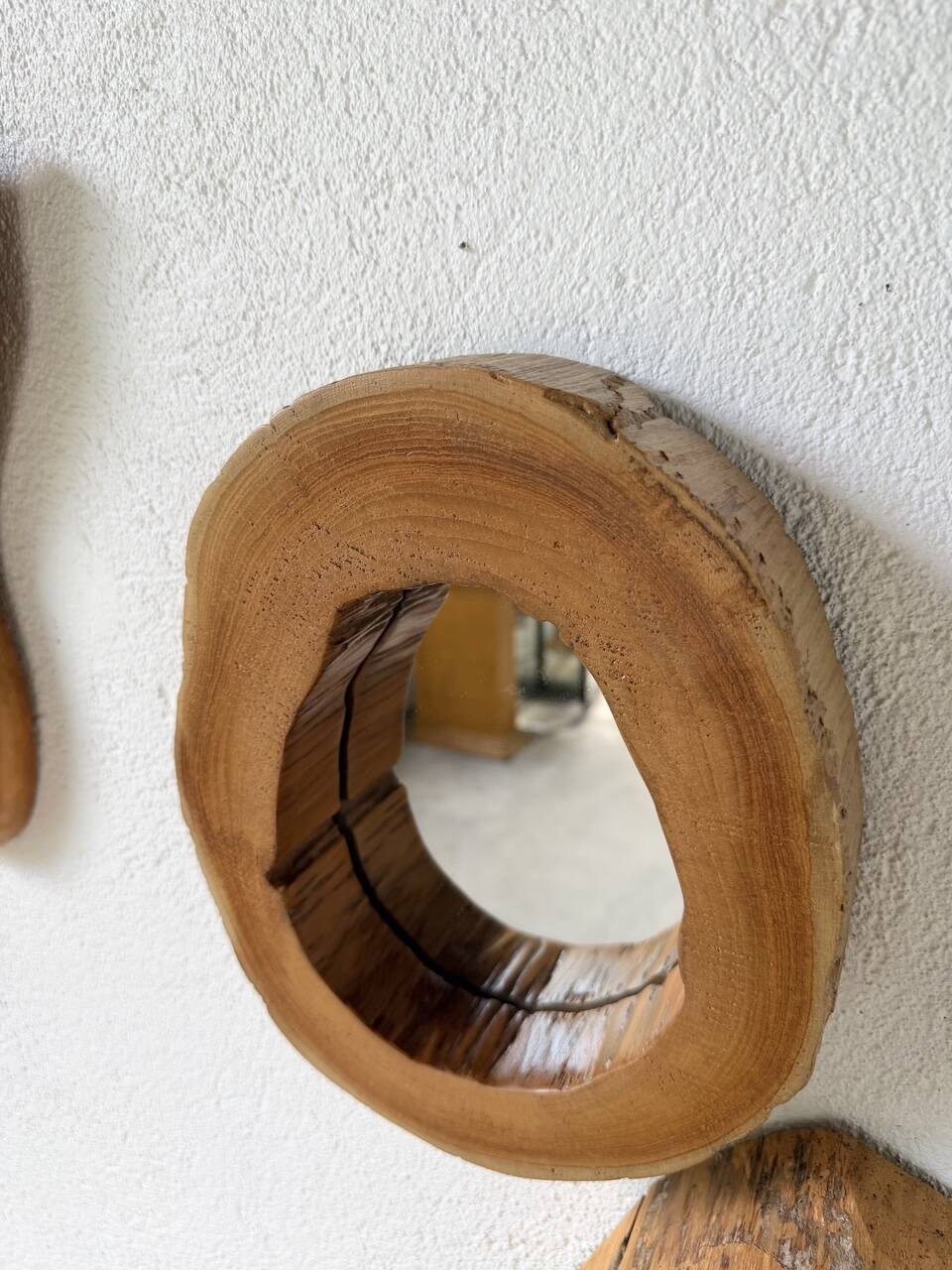 Set de 4 miroirs organiques brutalistes en bois années 50