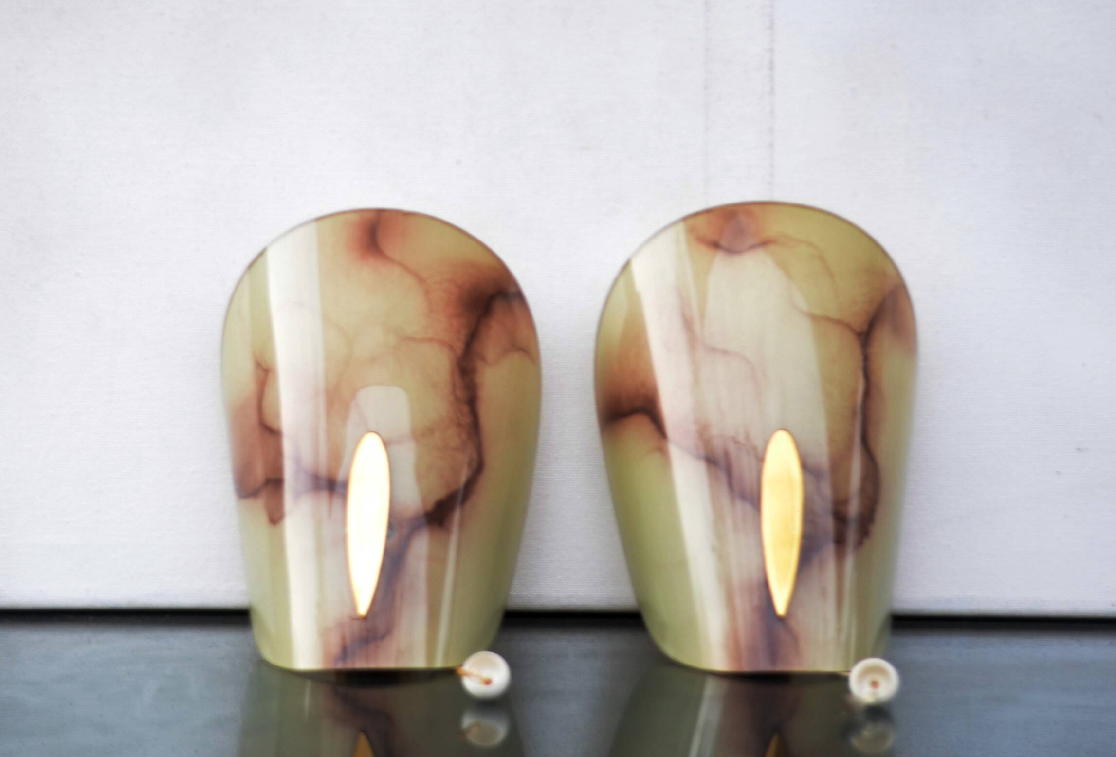 Mid Century Wall Sconces Shades Alabaster Glass Shades