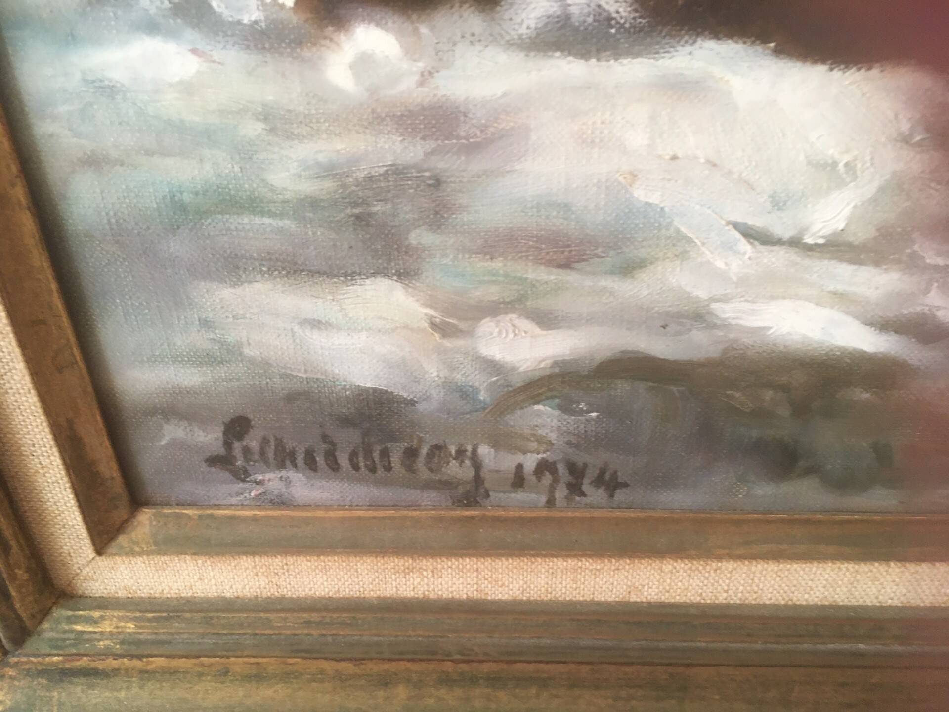 Tableau huile sur toile La pointe du raz bretagne 1974