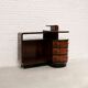 Italian rationalist walnut sideboard with red Bakelite handles, circa 1930
