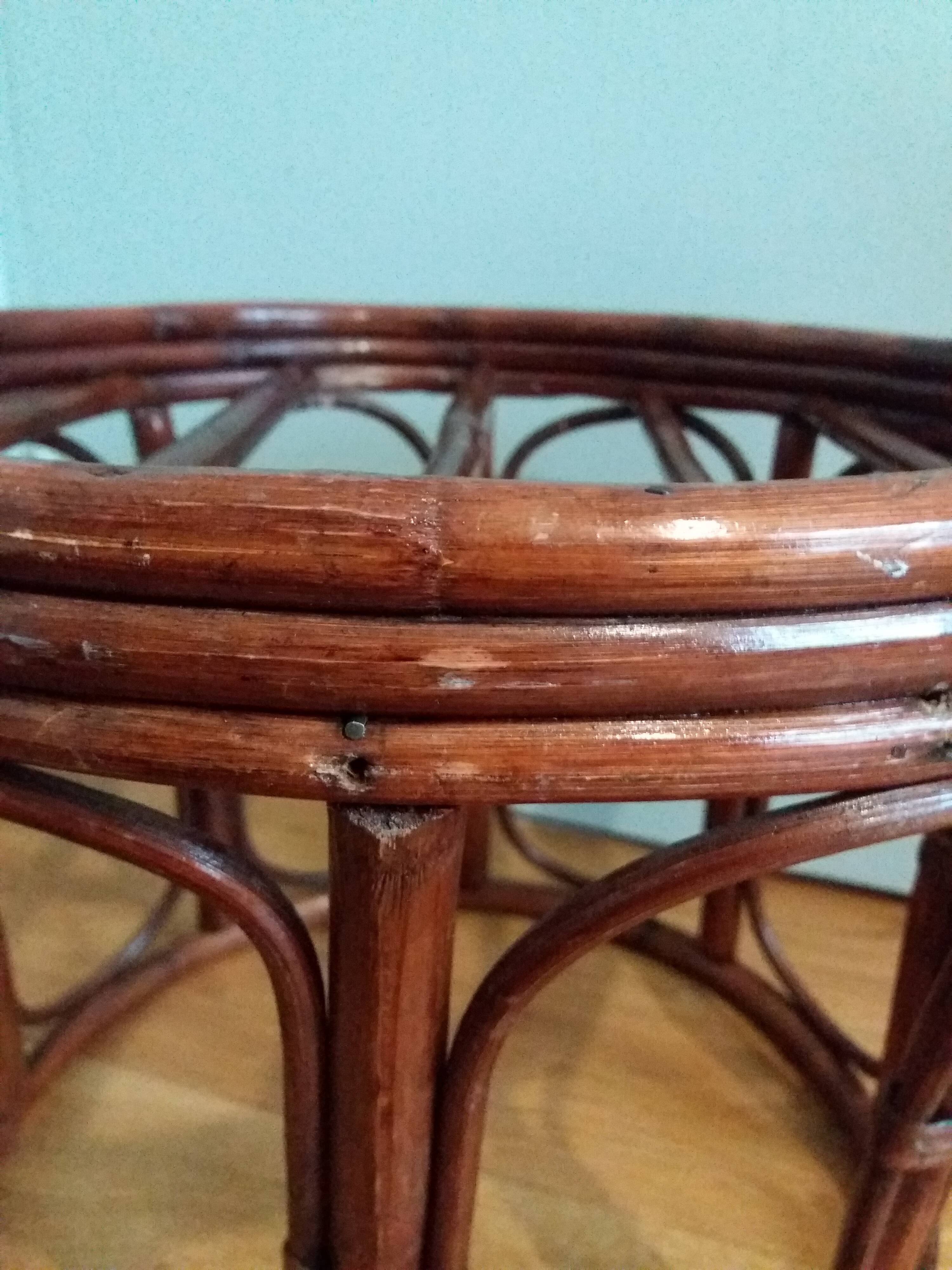 Wicker pouf with cushion