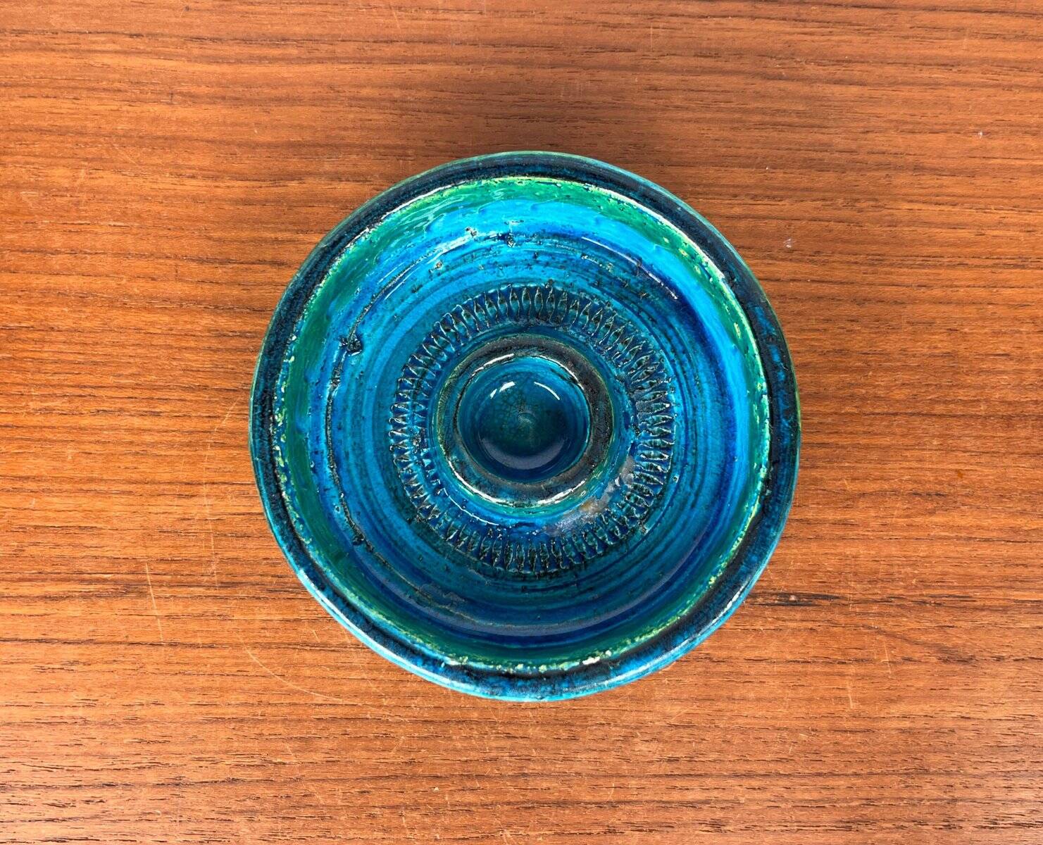 Mid-Century Modern Rimini Blu Pottery Candleholder by Aldo Londi for Bitossi, Italy, 1960s