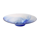 Vintage Blue Swirl Glass Fruit Bowl / Bormioli Rocco / Italy / 1990s