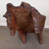 Brutalist coffee table in elm burl