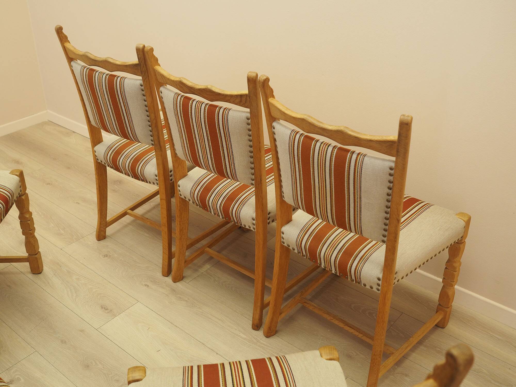 Henning Kjærnulf dining chairs, oak, Danish design, 1960s