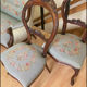 Louis Philippe style living room with embroidered upholstery - Sofa and 4 chairs