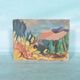 Danish tableau from the 1960s on canvas, colourful art of mountains and valleys.