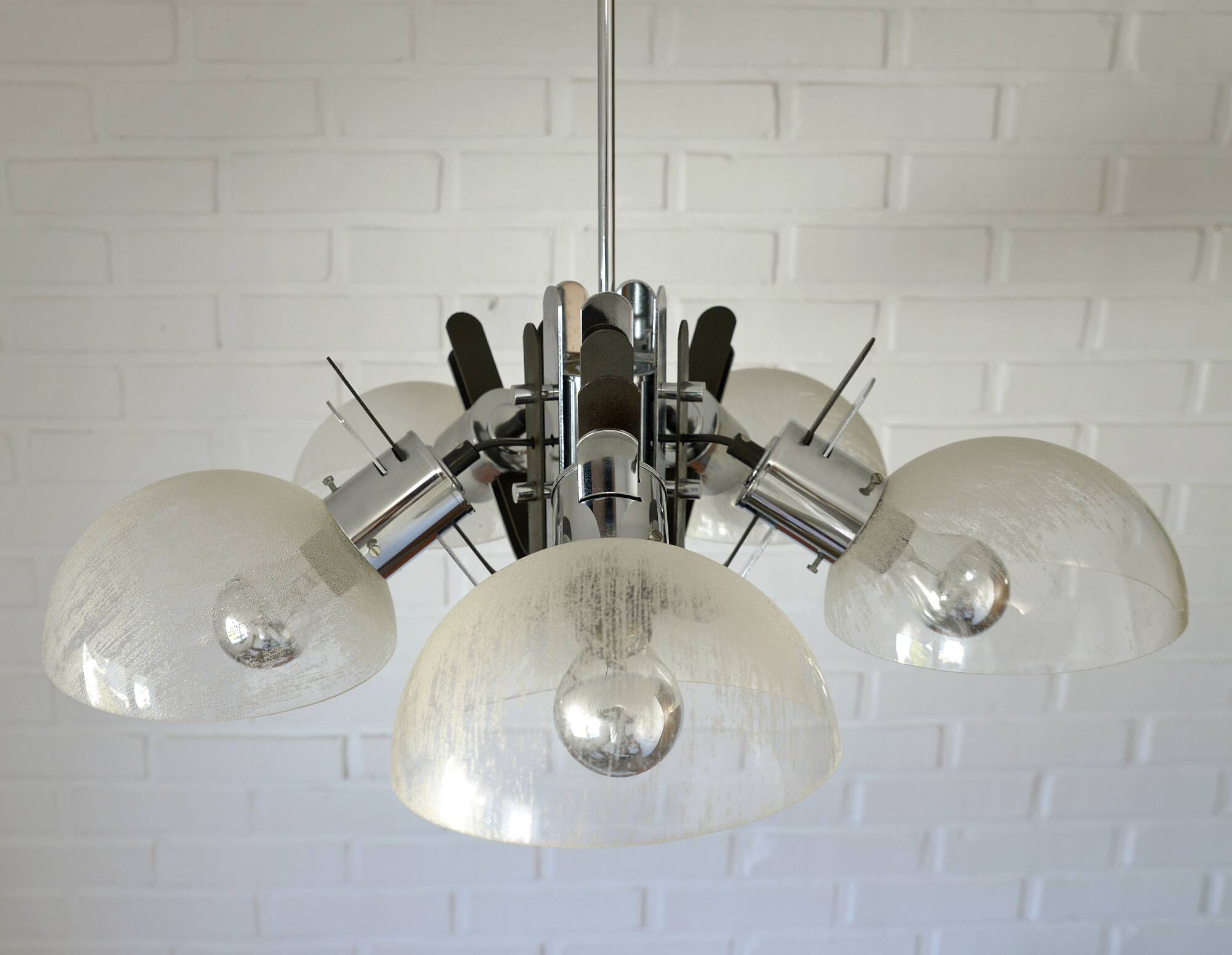 Vintage Mid Century Modern Sputnik Brutalist light Fixture Hanging Lamp