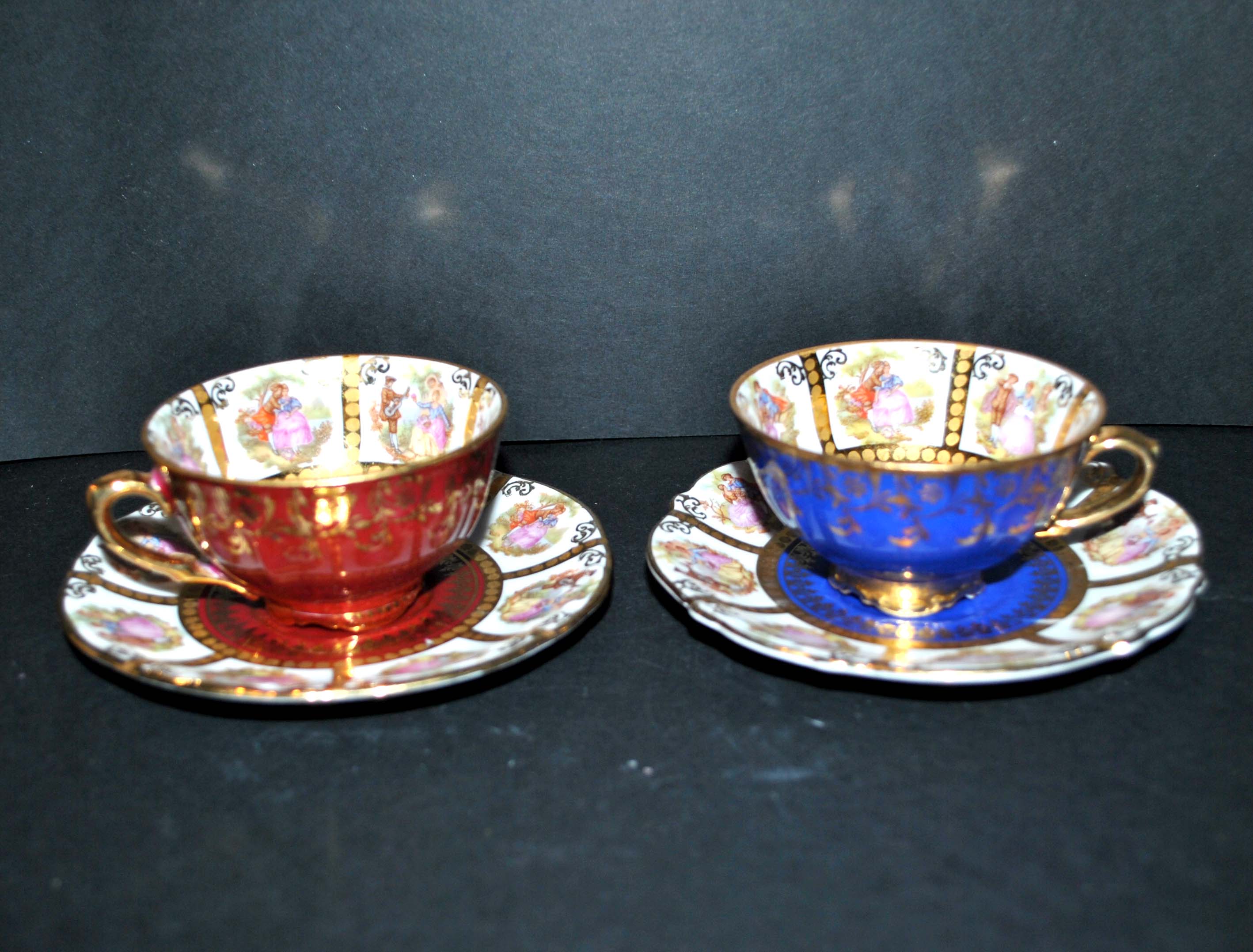 Set of 2 vintage kitsch cups in German porcelain RWK