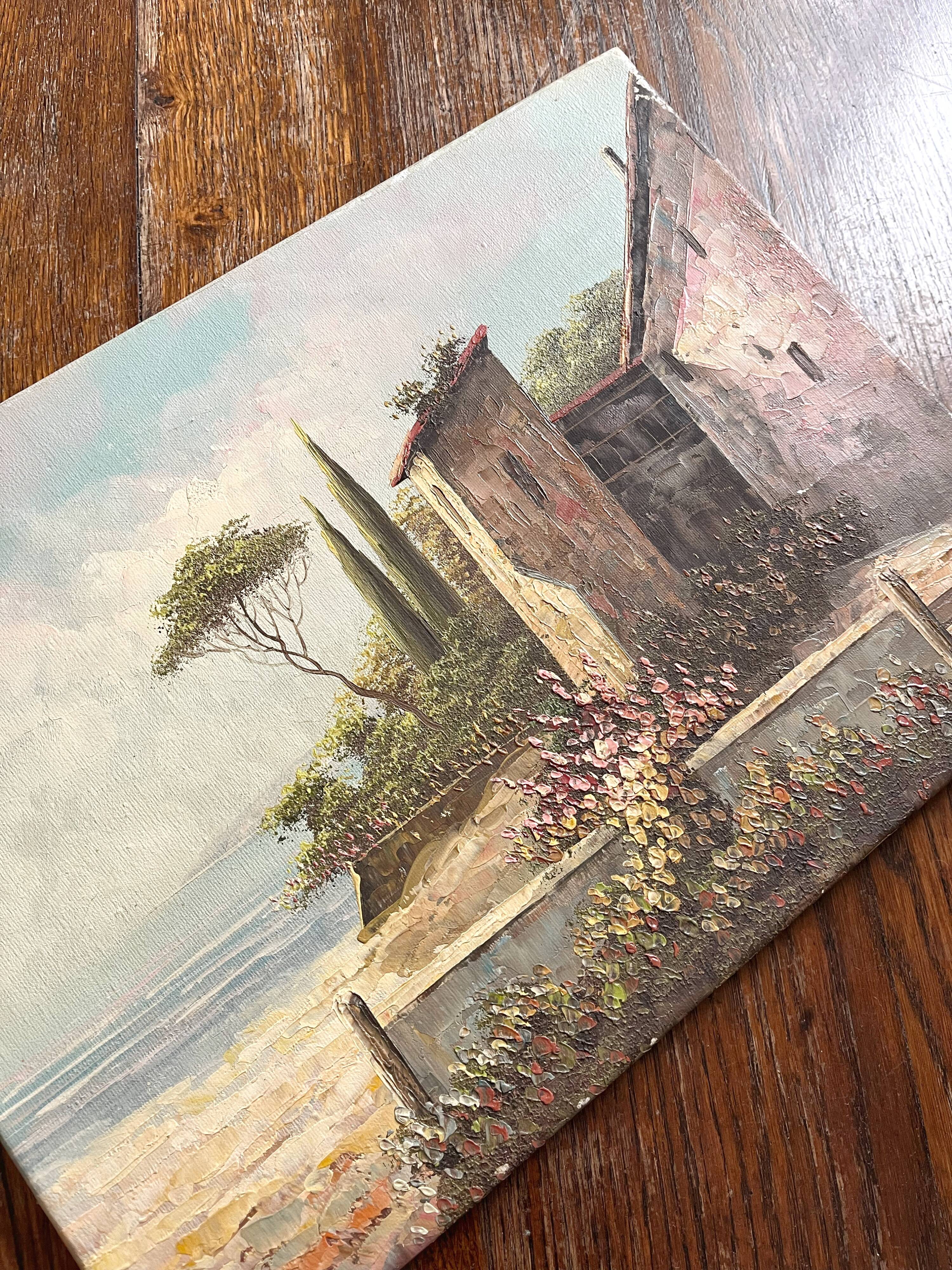Oil painting on canvas landscape signed Rossini