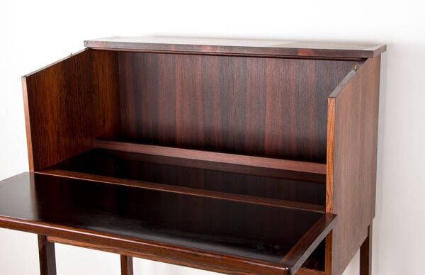 Scriban faisant bar et secrétaire en Palissandre et Formica par Hans Olsen pour C.S Mobler 1960.
