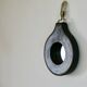 Lancel mirror, leather and wood, France 1960s