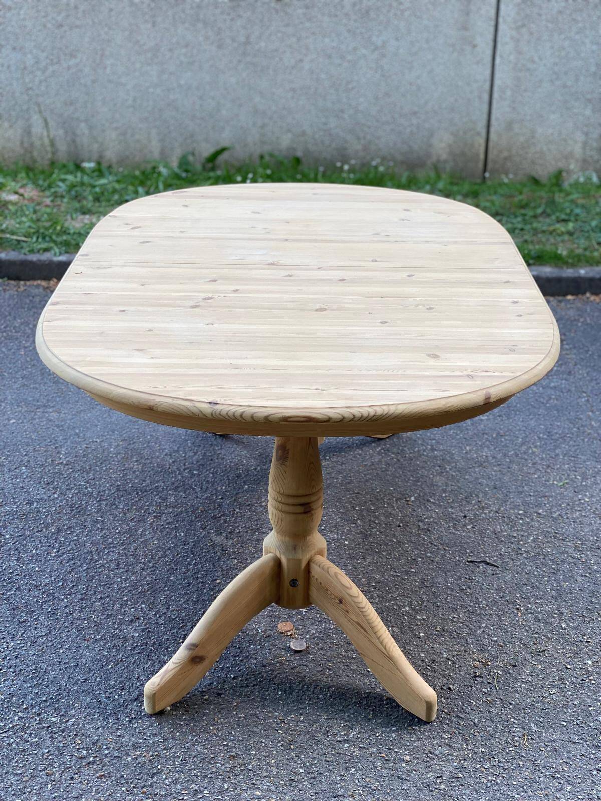Table à manger de ferme extensible rénovée en bois brut XXème 160cm