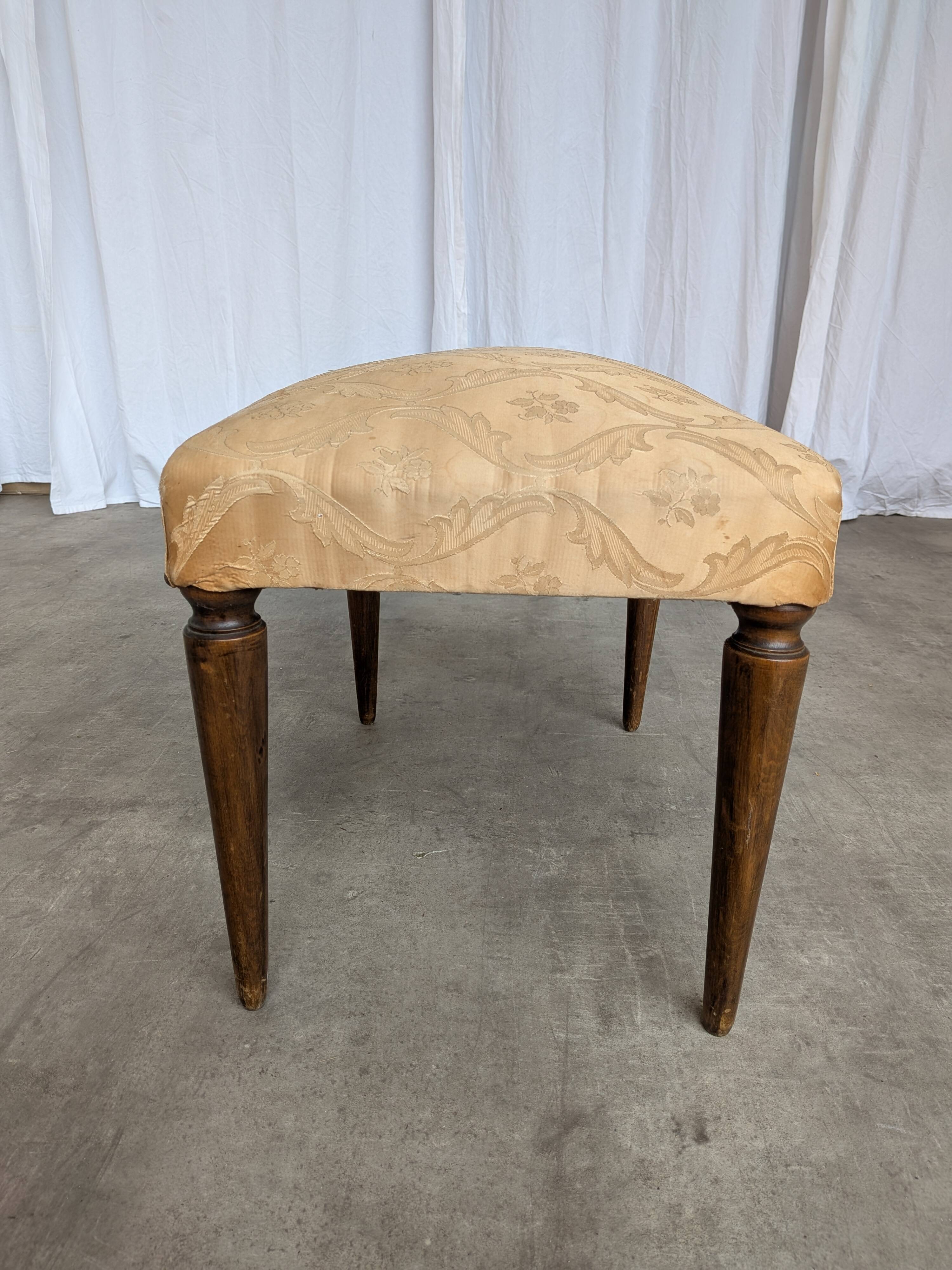 Vintage Gold Fabric Foot stool: Mid-Century Ottoman Tabure, 1970s