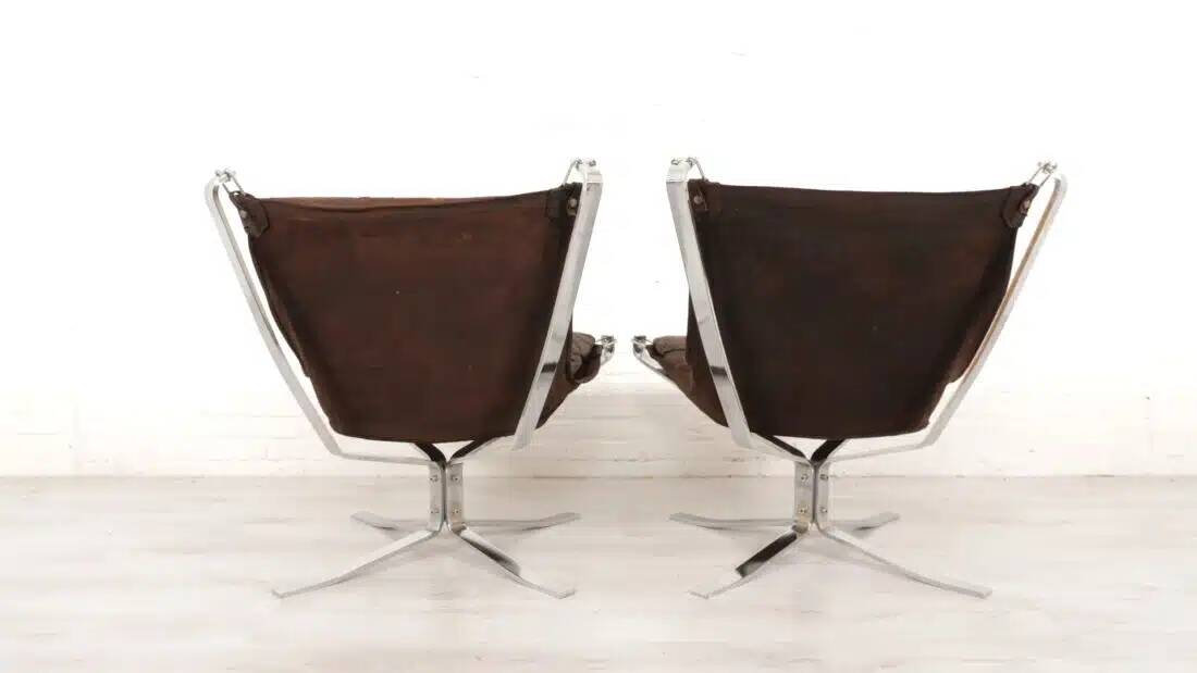 2 x vintage armchair | Falcon | Sigurd Ressell | Leather