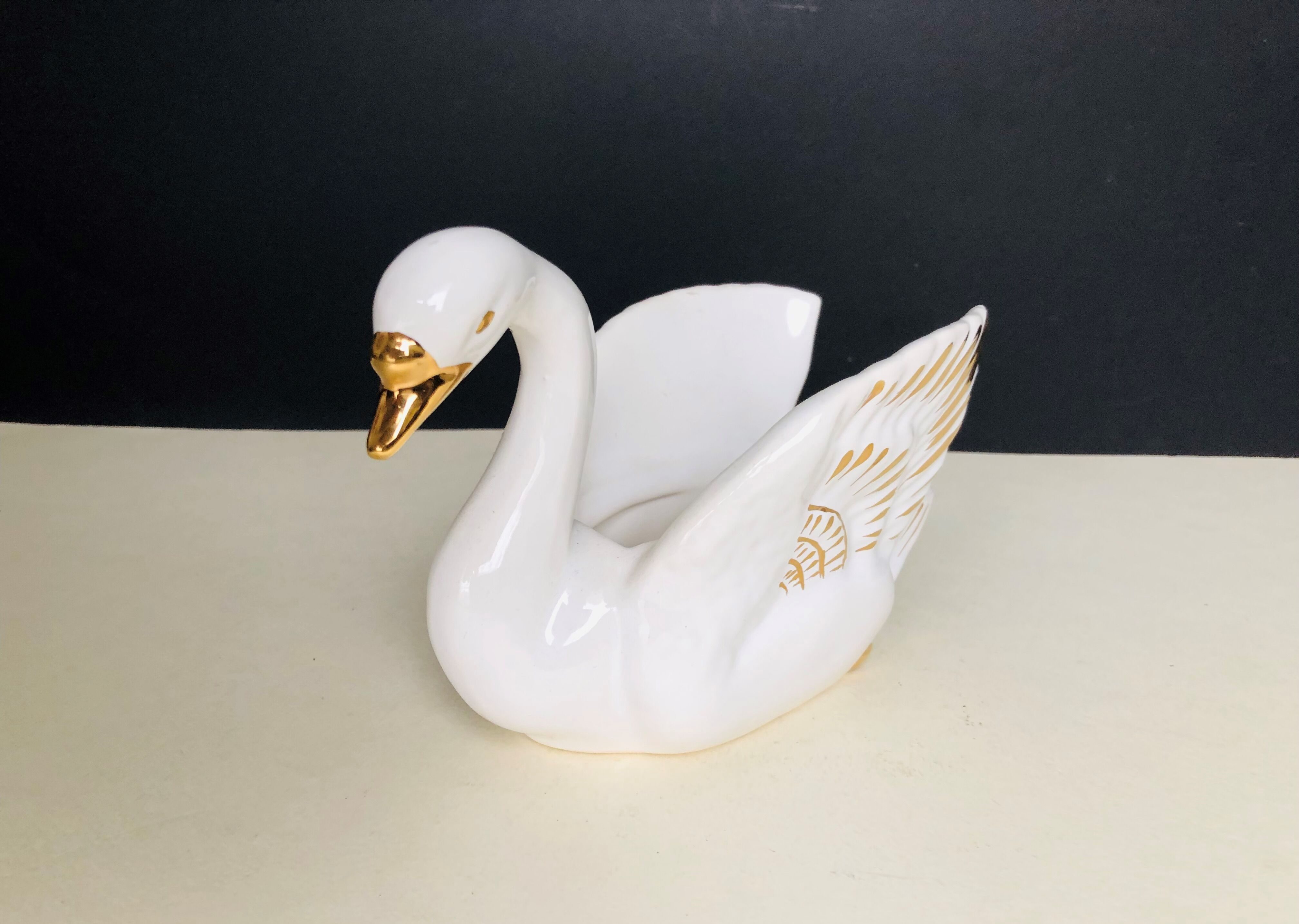 Empty swan white earthenware pockets