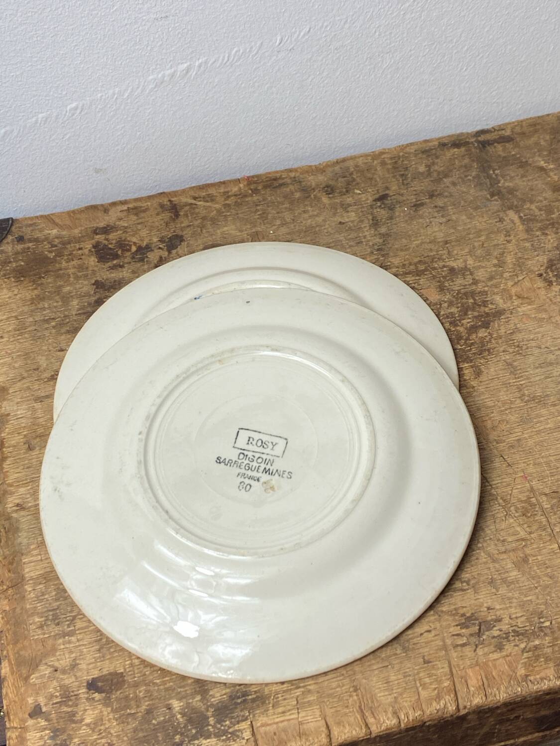 Two Digoin Sarreguemines dessert plates