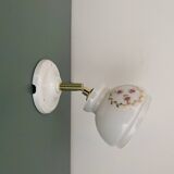 Vintage white opaline wall lamp with shade