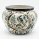 Vintage Japanese cache-pot in porcelain – bird and flower decoration – handmade