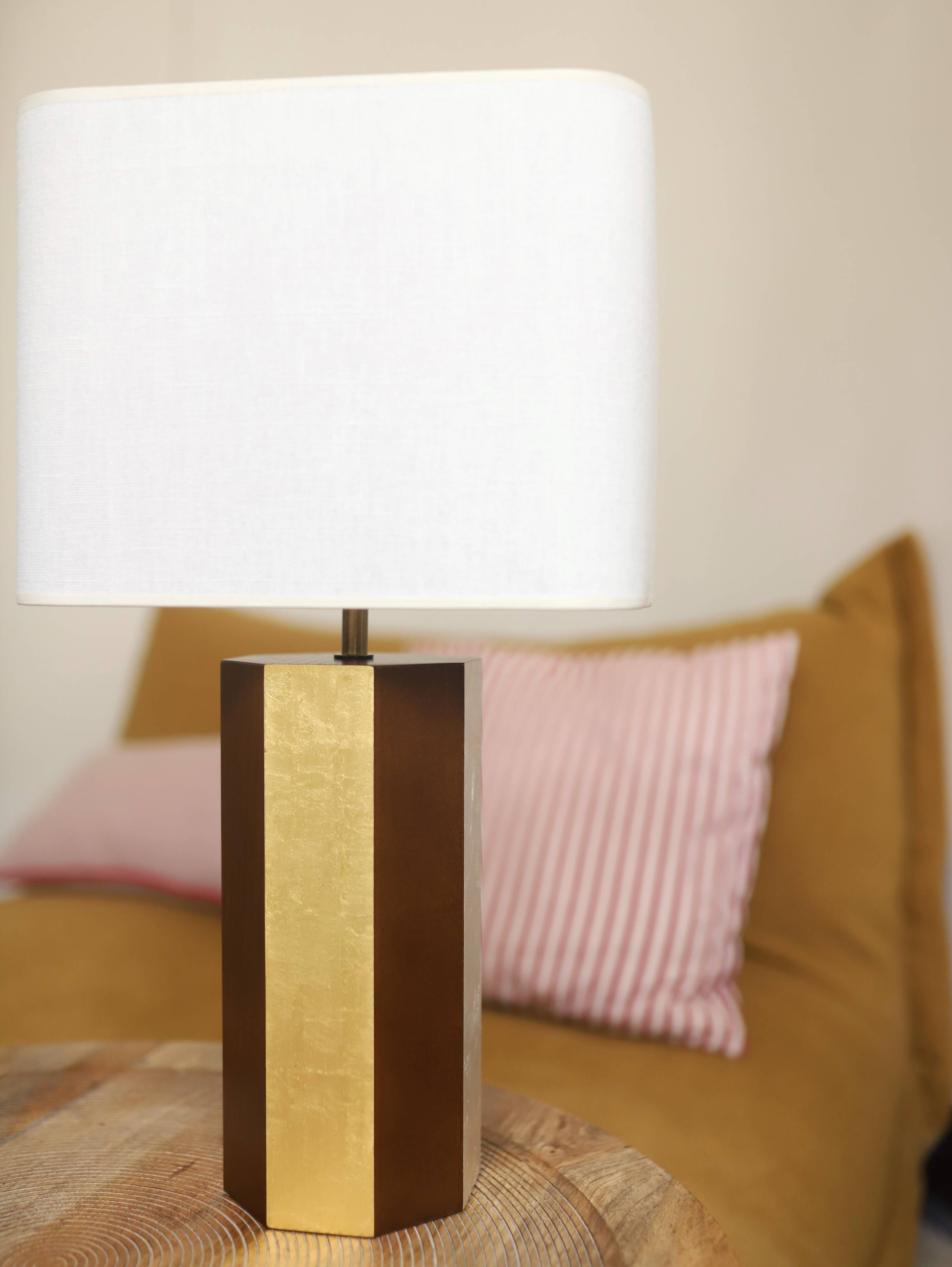 La Luco lamp, walnut varnish & yellow gold finish