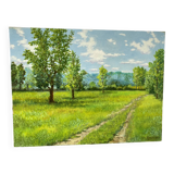 Green landscape signed in 2017