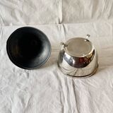 Chromed metal pear - 1 carafe and 6 amber crystal glasses - liquor cellar