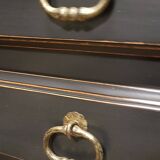 Cherry wood chest of drawers with 5 drawers in aged black.