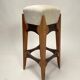 Mid-Century Italian Wooden Stool with Velvet Seat, 1950s