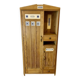 Art Nouveau wardrobe in pine with ceramic tiles, early 20th century.