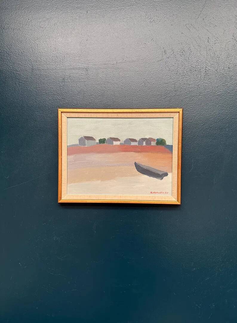 Original  Swedish Oil on Canvas – “Motif from Byxelkrok” by Raymond Wallentin – Signed & Dated 1975 – Vintage & Framed
