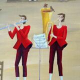 Contemporary painting panel signed c. perret swiss painter.