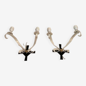 Pair of 1940 wall lights attributed to René Drouet