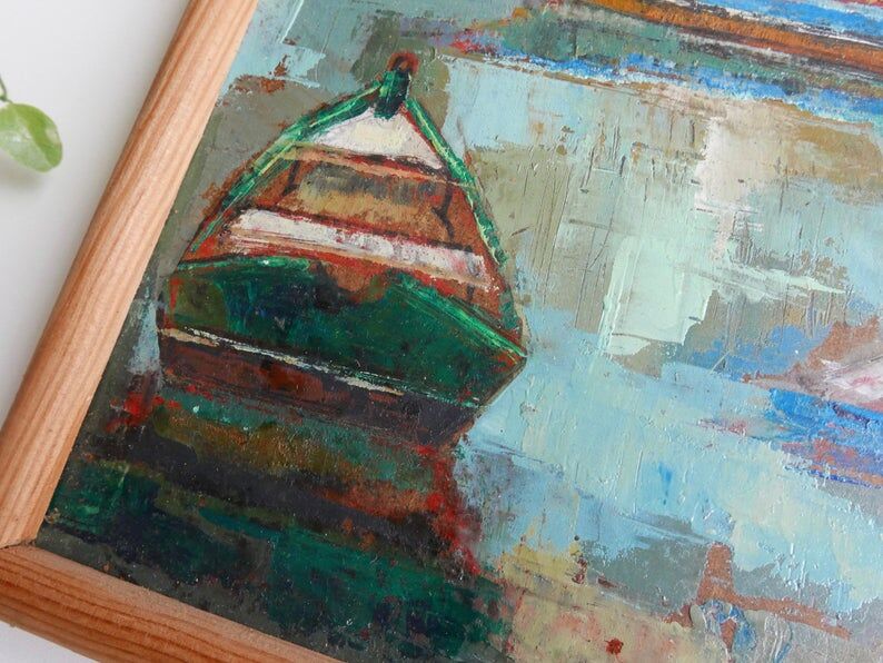 Painting, Marine to boats by Paul Kérouédan, 70s