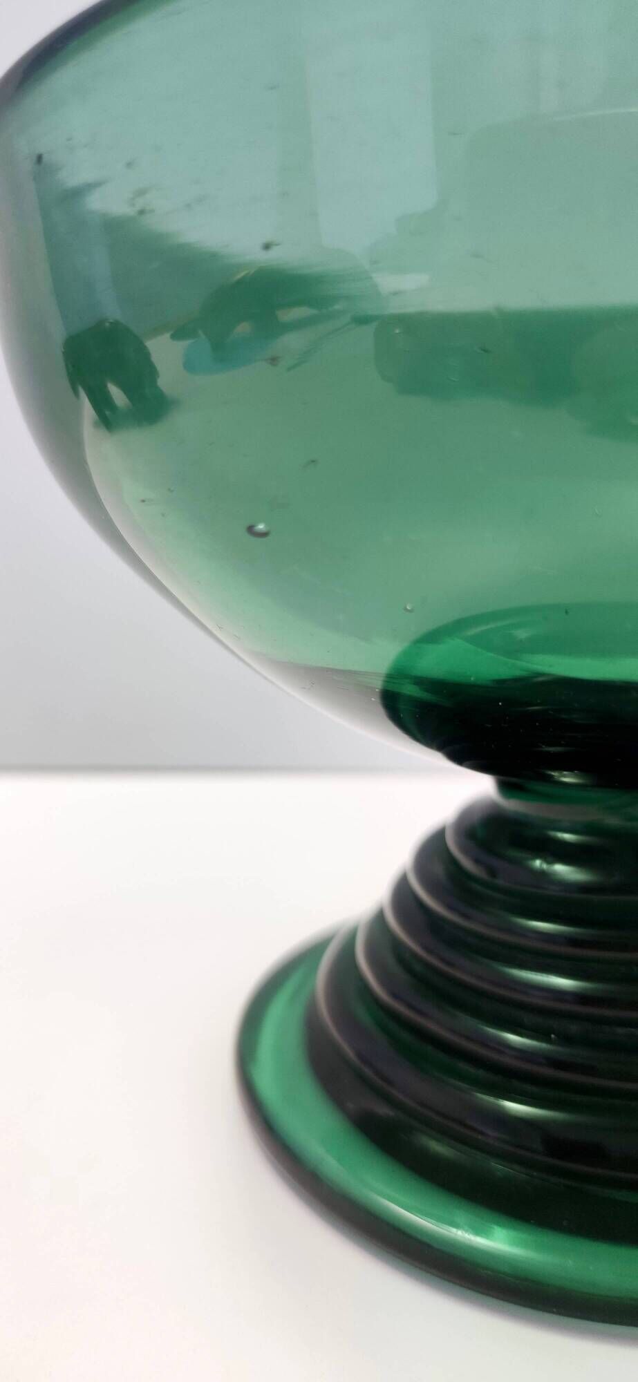 Hand Blown Green Glass Centerpiece / Bowl, Made in Empoli, Italy