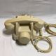 Old white dial phone beige dial, earphone, vintage velvet cover