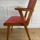 Vintage armchair from the 50s/60s – wood & red faux leather – Scandinavian style