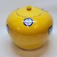 Pot couvert chinois vintage jaune et tampons bleus original pop