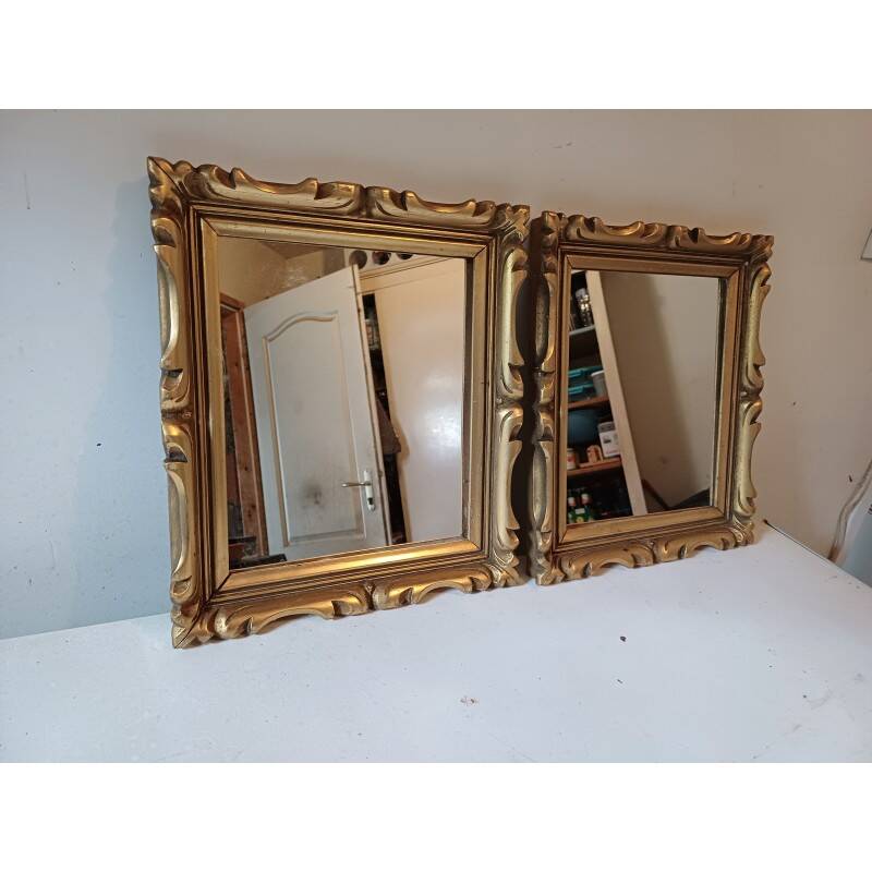 Pair of wood and gilded stucco mirrors