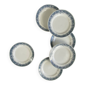 6 dessert plates, ironstone, antique Saint Amand Hamage.