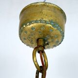 Brutalist Hammered Glass Chandelier by Longobard, Italy, 1970s