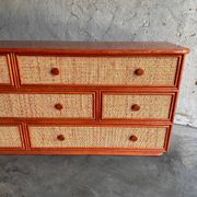 Commode vintage en rotin et bambou Maugrion pour Roche Bobois