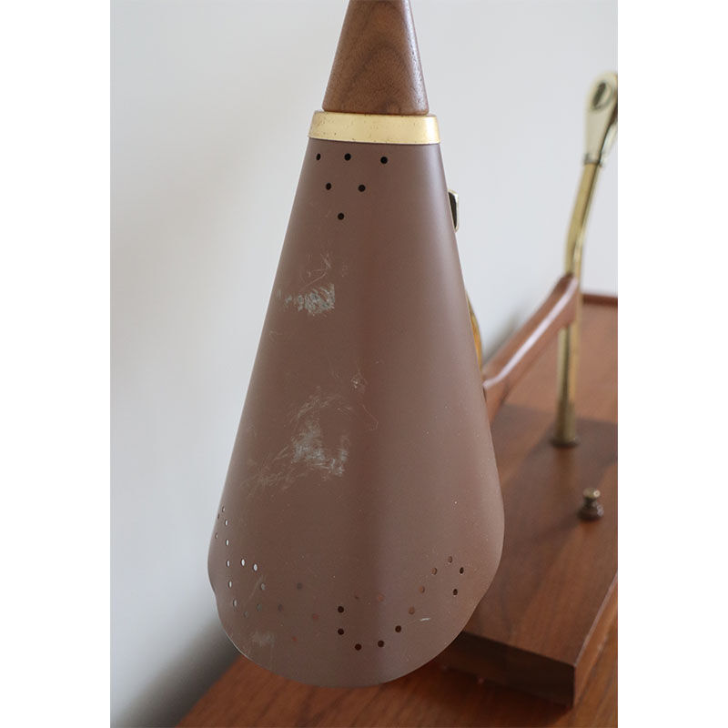 Vintage desk lamp double casserole in metal and brass, 1960