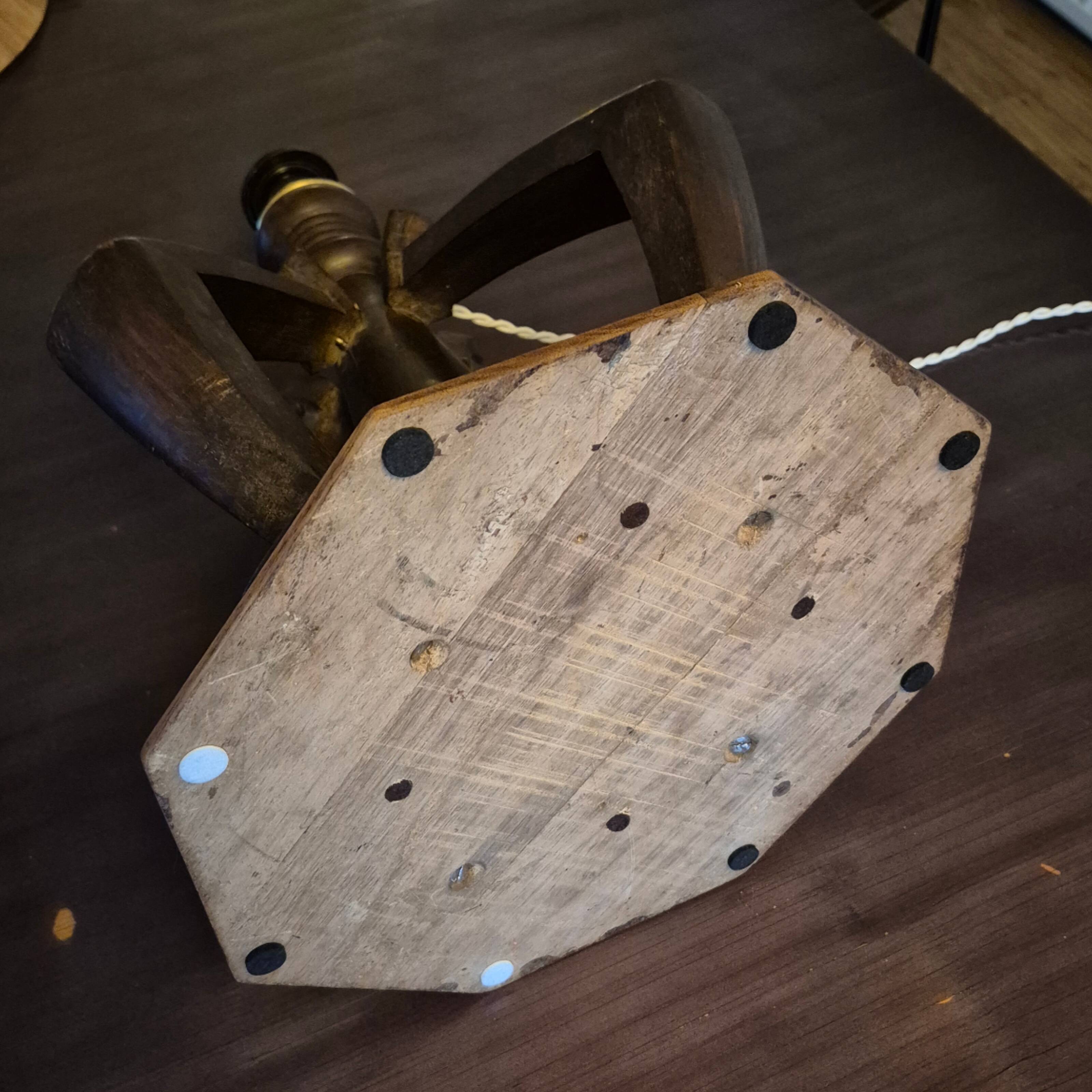 Hand crafted Wabi Wabi table lamp with raffia shade, Netherlands 1930s