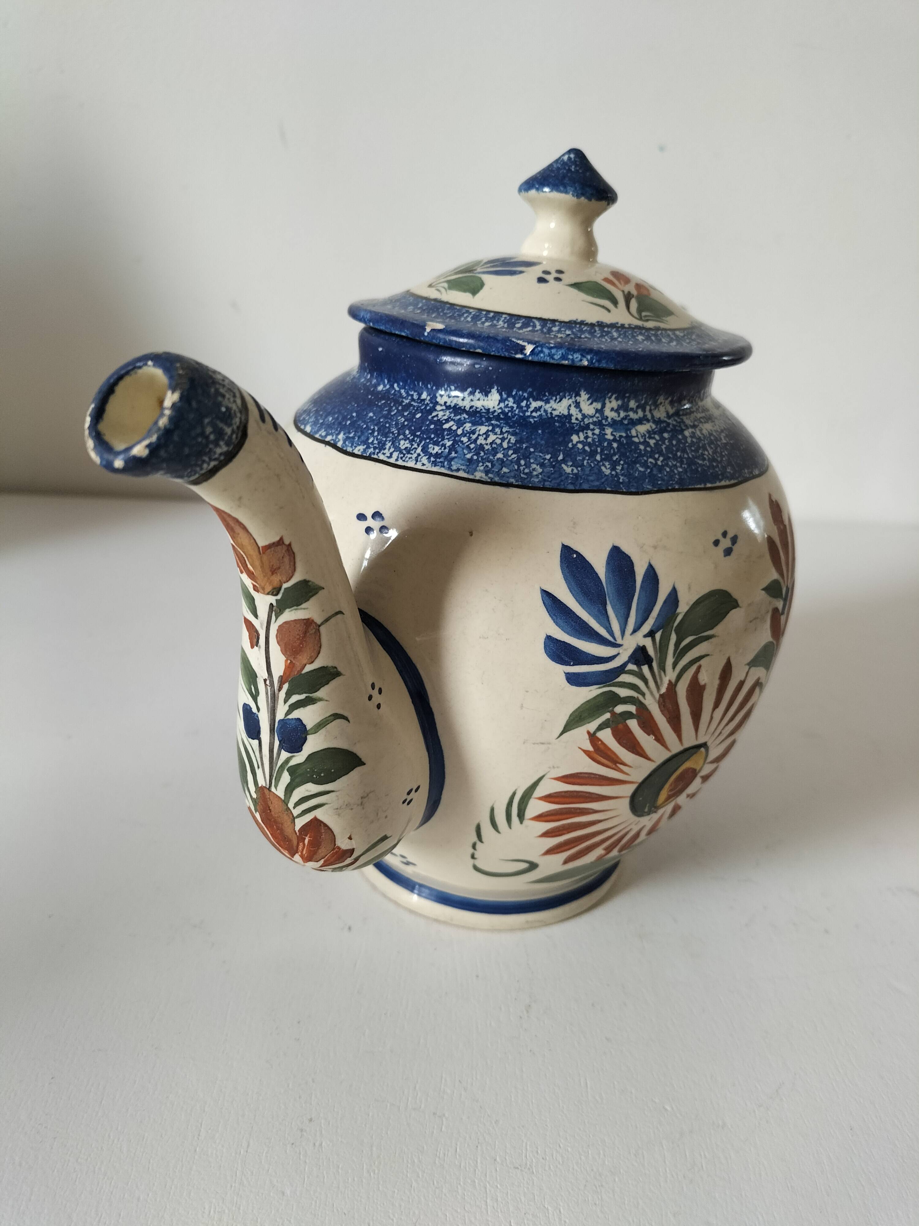 Henriot Quimper teapot – floral relief decoration